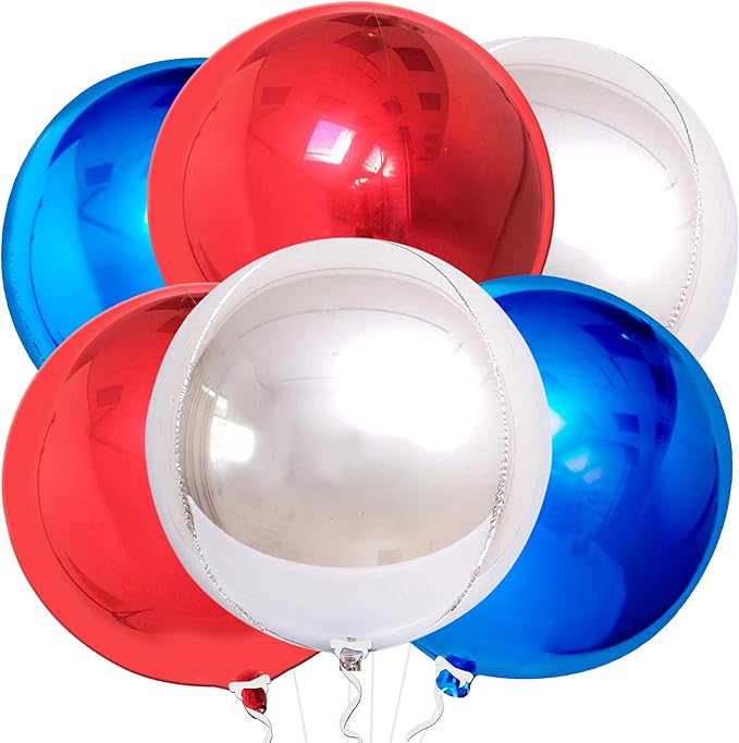 KatchOn, Red White and Blue Foil Balloons – Pack of 6 | Patriotic Balloons for Independence Day, Memorial Day, Labor Day, USA Themed Party Decorations | Red, White, Blue Balloon Arch