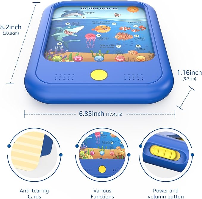 Kids Learning Tablet Educational Learning Pad for Toddlers 2-5 to Learn Alphabets, Numbers, Foods, Time, Music, Vehicles,Jurassic Park, Tablet Toy for Toddlers Ages 2 3 4 5 6 Years Old