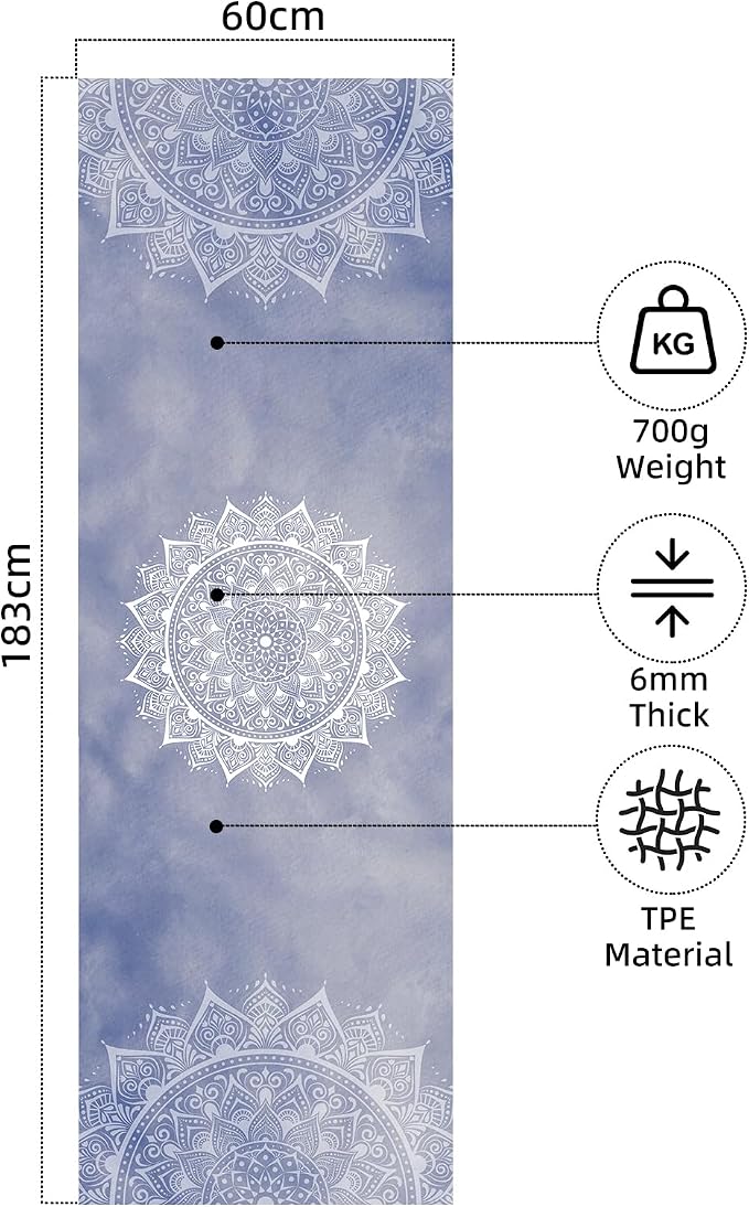FOLAI Extra Thick Yoga Mat 6mm，pilates mat thick - Non-Slip Exercise Mat for HIIT, Pilates & Home Workouts & Workout with Free Carry Strap