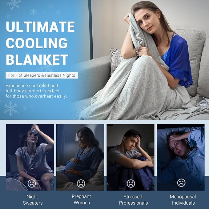 Elegear Arc-Chill 3.0 Cooling Blankets for Hot Sleepers, King Size, Grey | Q-Max>0.5 Cooling Fabric, Absorbs Heat to Keep Body Cool, Breathable Summer Blankets for Night Sweats & Menopause, 108"x90"