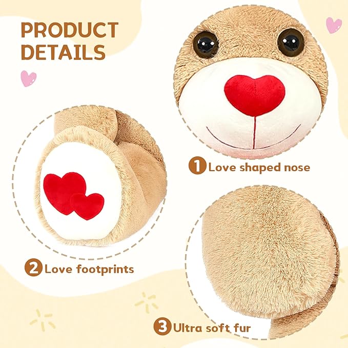 MaoGoLan Big Teddy Bear Plush 42"- Giant BrownTeddy Bear Stuffed Animal with Heart Footprints and Heart Nose - Large Valentines Teddy Bear for Boyfriend,Wife,Lover - Anniversary,Long Distance