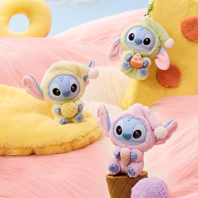 MINISO Disney Stitch Eat Something Before Sleep Collection Vinyl Plush Toy Surprise Box Figure Model Random Design Blind Box Toy Collectible Toy for Home Decor Birthday Gifts (Random One Figure)