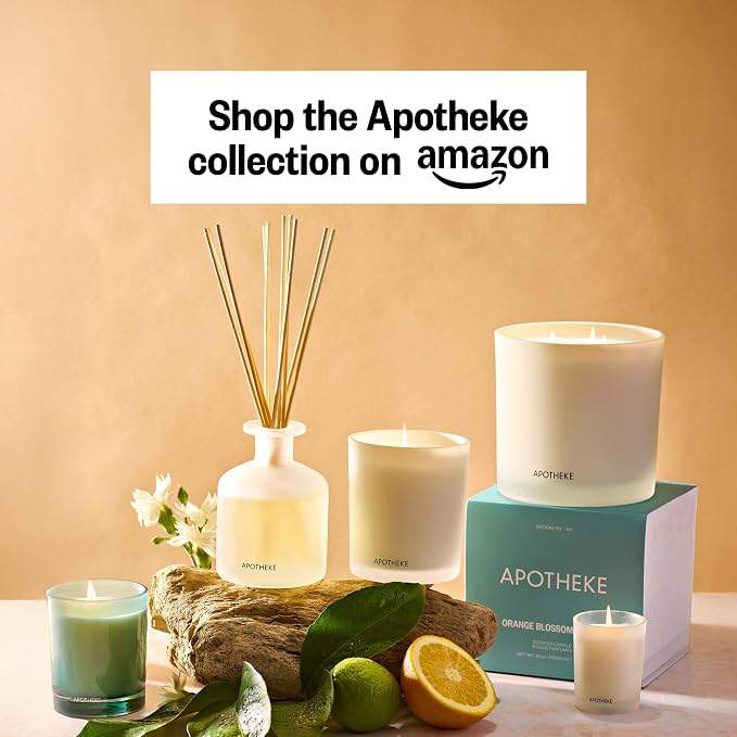 Apotheke 3-Wick Scented Candles for Home, Orange Bloom Neroli - 26 oz Soy Wax Jar Candle Gift for Women - Long-Lasting Fragrance with Perfume-Grade Essential Oils - Sandalwood, Musk, Neroli & Orange