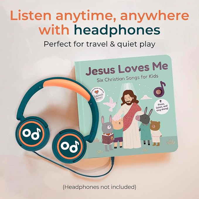 Cali's Books Jesus Loves Me Music Book Toddlers 1-3 Years Old - Christian Musical Book, Headphone Jack, Interactive Baby Sound Book, Singing Toy Children Girls Learning Song Toy Toddler Boys