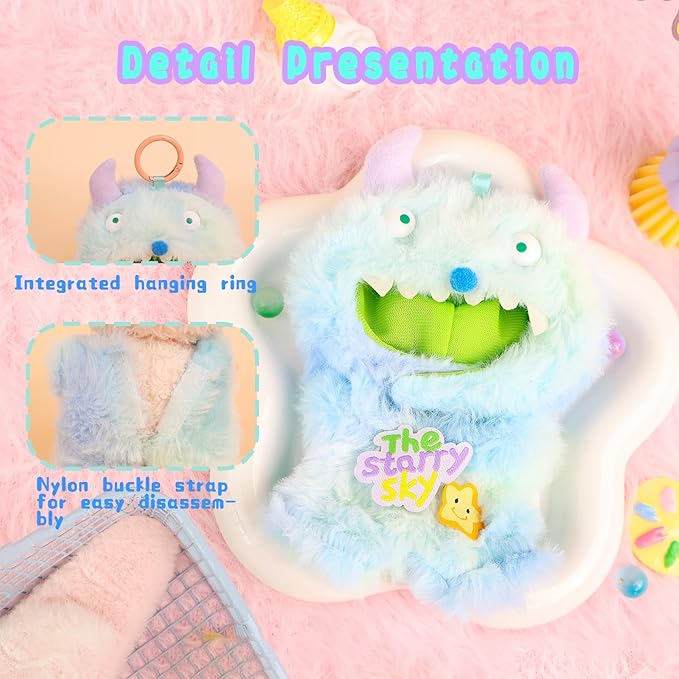 Clothes for labubu 17cm Accessories Suit Cute Clothes for Doll Dress up Monster Style Outfits（Blue）