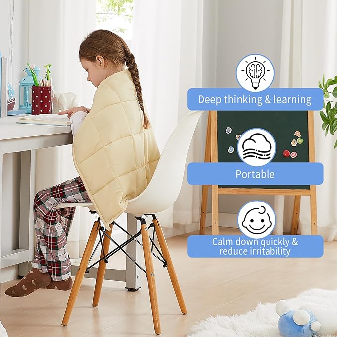 Weighted Blanket - 2 lbs Ivory Heavy Blanket, 20"x30", Small Size Breathable Lap Blanket