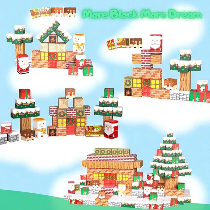 45PCS Mini Magnetic Blocks Travel Set – Christmas STEM Toddler Toys in Iron Box, Educational Building Cubes for Kids Ages 3–8, for Boys & Girls