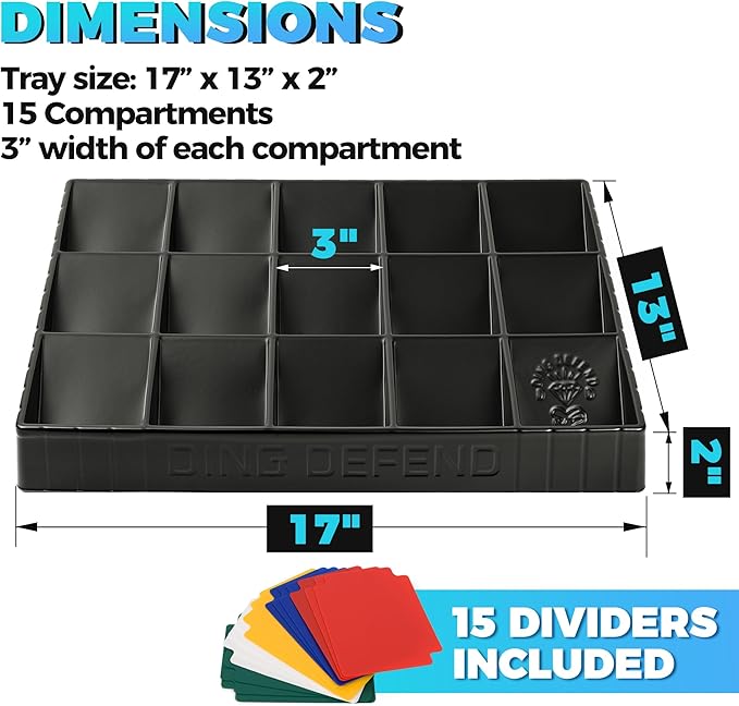 Storage Standard Card Sorting Tray - Stackable Trading Cards Organizer - 15-Compartment Tray Sorter for Organizing Raw, Sleeved or Toploaders - Includes Organization Insert Dividers