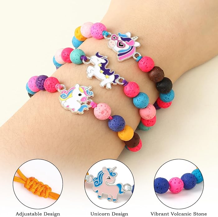 12 Pcs Cute Unicorn Bracelets for Girls, Kids Friendship Jewelry, Dress Up Toddler Pretend Play Jewelry, Girl Party Favors, Kindergarten Graduation Student Gifts for Ages 3+