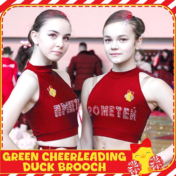 Quelay 24 Pack Cheer Team Gifts Bulk Cheerleader Duck Pins Brooches You've Been Cheer Ducked Tags Team Inspirational Gift Accessories for Teammates