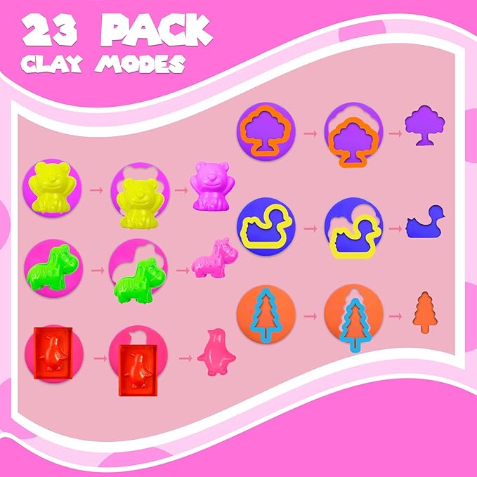 Playdough Tools Set, 38 Pcs Play Dough Sets for Kids Ages 4-8, Creative Play Dough Accessories with Clay Cutters, Roller, Molds, Safety Scissors, Educational Toys for Boys Girls
