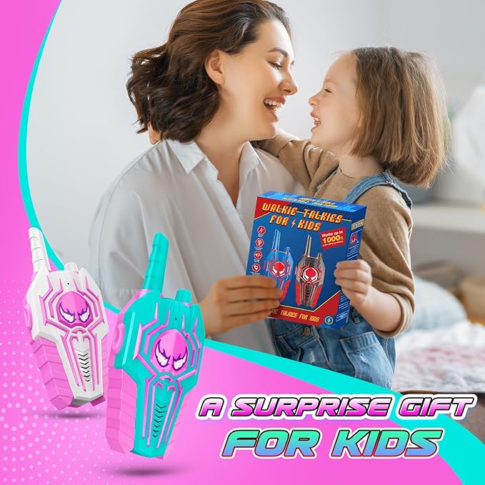 Cool Walkie Talkies for Girls Kids: Birthday Toys Gifts for 3 4 5 6 7 8 Year Old Girls Toys Ages 6-8 Kids Walkie Talkies 2 Pack Outdoor Hiking 2 Way Radio Toy for 3-8 Year Old Girl Gift