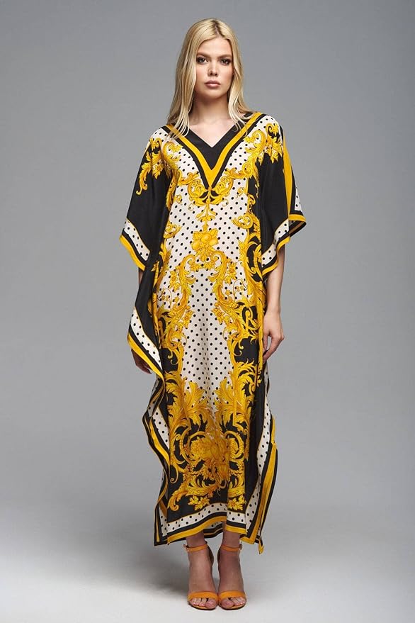 Venasha Womens Caftan Floral Print Kaftan Dress Short Sleeve Swimsuit Cover up Loungewear for Summer