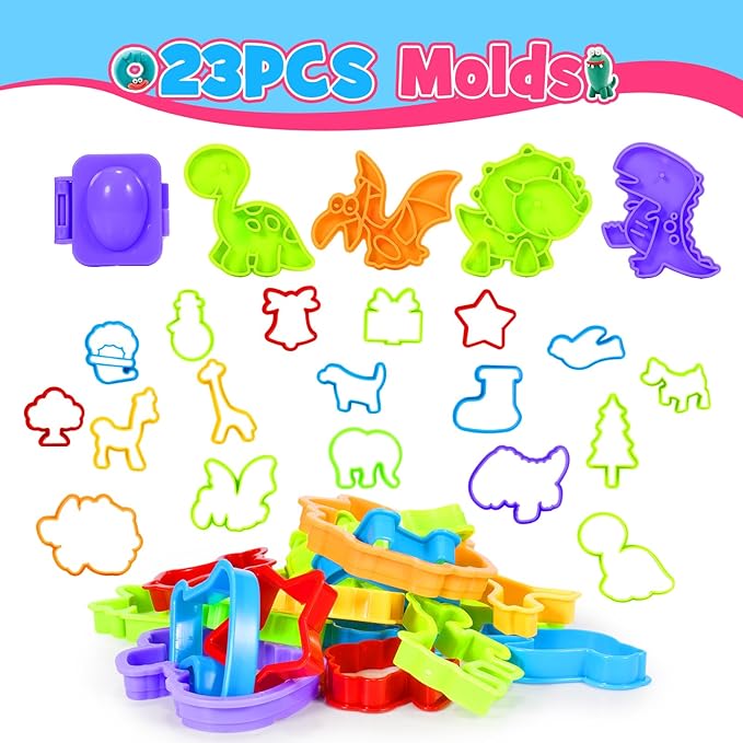 Toyze ‌Playdough Tool Set for 3-8 Year Olds | 30-Piece Playdough Accessory Kit with Animal Molds, Rolling Pin & Storage Box | STEM Educational Gift for Boys & Girls - Birthday, Christmas, Party Favor