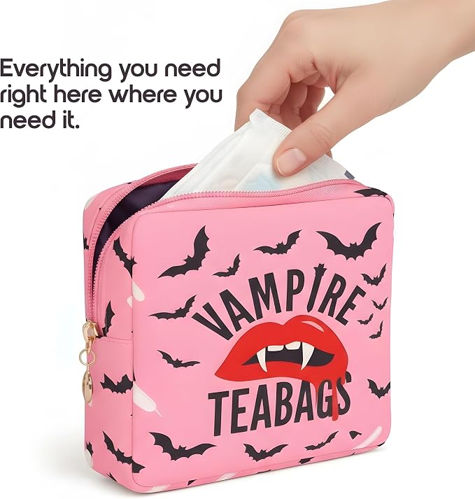 Period Pouch – Compact, Stylish, Discreet Period Bag For School with Waterproof Lining Fits Pads & Tampons, Cute Pad Bag for Teens, Travel, School, Girls Period Kit