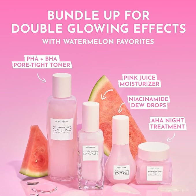 Glow Recipe Watermelon Glow AHA Night Treatment - Overnight Resurfacing Mask with AHA Complex, Hyaluronic Acid, Niacinamide & Watermelon Enzymes for Smooth, Glowing, Even-Toned Skin (60ml)