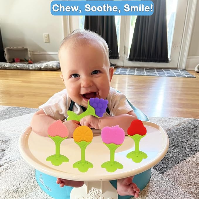 Baby Teething Toys, 10 Pack Fruit Teethers for Babies, Frozen Teething Toys for Babies, BPA-Free Silicone Teethers for Babies, Teethers Bulk, Natural Organic, Perfect Baby Gift, Soft & Textured