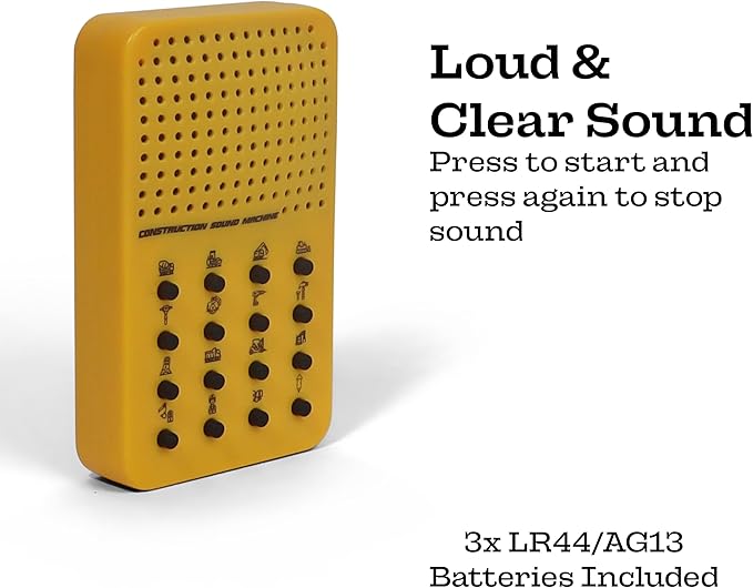 Construction Noisemaker with 16 Sounds, Whistles, Horns, and Engine Noises, Portable Electronic Sound Maker Construction Themed Sound Board For Kids With 16 Effects, Birthday Noise Maker Toy Gift