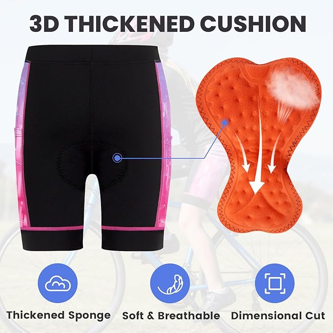 Gogokids Boys Girls 3D Padded Bike Shorts Kids Cycling Shorts Biking Shorts Sports Pants with Pockets for Mountain Road