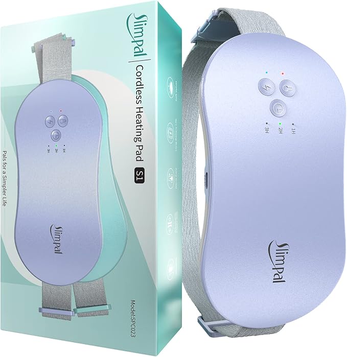 Slimpal Portable Heating Pad for Period Cramps, Electric Cordless Wearable Heat Pad Belt for Menstrual Cramps Relief, 3 Timer Auto Off Setting, Gifts Her Women Girl, Purple