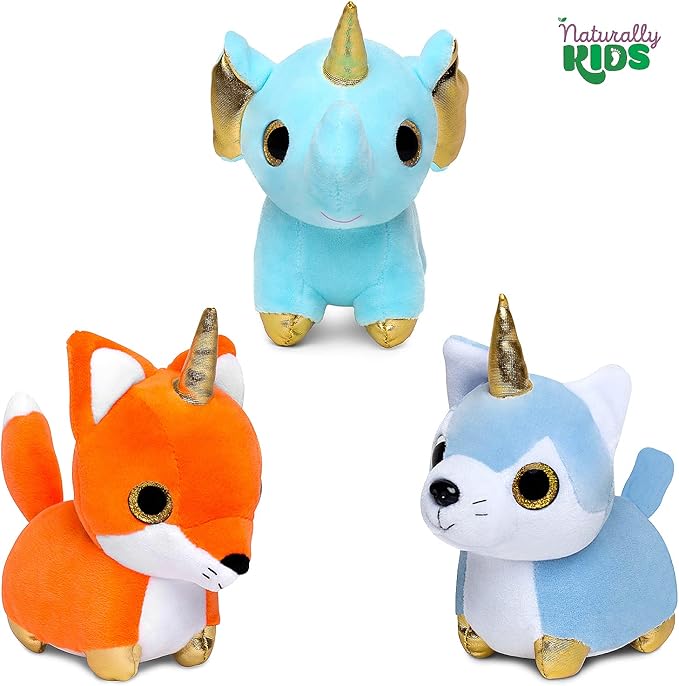 Naturally KIDS Stuffed Animal, Toddler Gifts for Boys, Girls, Plush Unicorn Toys Set 11