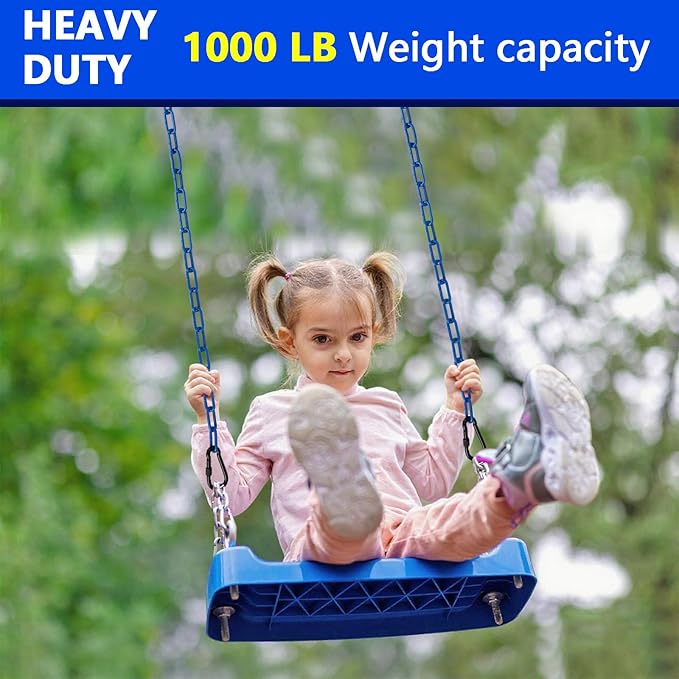 2 Swing Chains Heavy Duty (63") Fully Plastic Coated with 4 Free Quick Links Anti-Rust Iron Link Chains for Playground Kids Tree Swing Seat Accessories and Replacement (Blue)