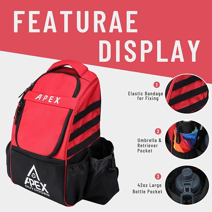 Disc Golf Bag, Large Disc Golf Backpack Holds Over 21 Discs, Durable & Lightweight with Multiple Storage Pockets