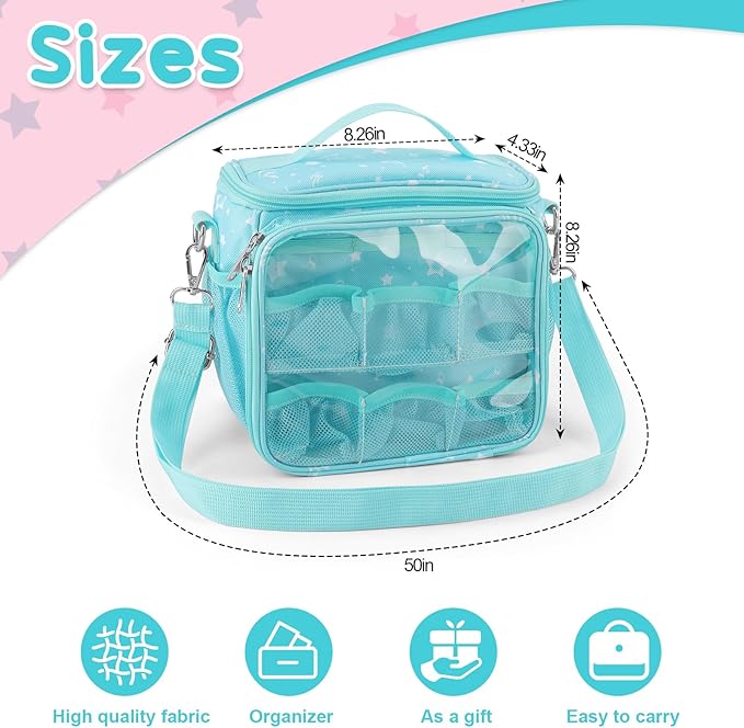 Taladad Carrying Case Compatible with Little Tikes Story Dream Machine Books Starter Set,Portable Storage Bag with Handle and Shoulder Strap for Storytime,Little Golden Book (Light blue)