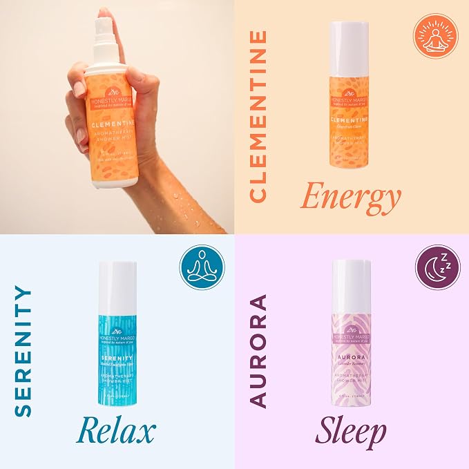 Honestly Margo Aromatherapy Shower Mist Spray Lavender, Eucalyptus and Citrus (4 Fl Oz, Pack of 3) – Wellness Essential Oils for Shower Steam, Personal Space Mist – Clean, Cruelty-Free Bath Products