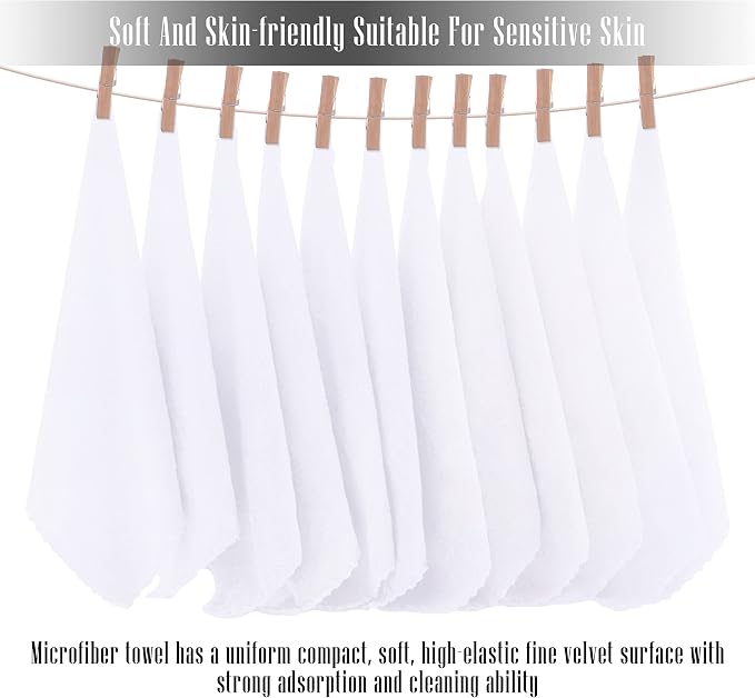 TENSTARS 12 Pack Premium Washcloths Set - Quick Drying- Soft Microfiber Coral Velvet Highly Absorbent Wash Clothes - Multipurpose Use as Bath, Spa, Facial, Fingertip Towel (White)
