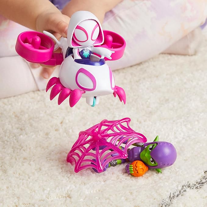 Marvel Ghost-Spider Copter Set, 4-Inch Scale Action Figure with Vehicle & Accessory, Preschool Super Hero Toy