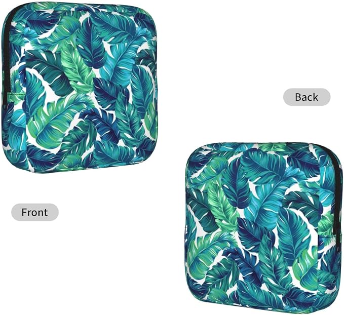 Palm Leaves Leaf Tropical Hawaii Hawaiian Summer Green Period Bag For Women,Portable Sanitary Napkin Period Pad Pouch For Purse, Small Make Up Bags