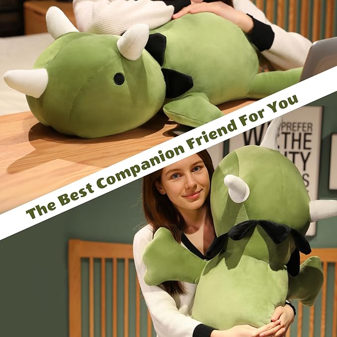 Weighted Dinosaur Stuffed Animals, Cute Weighted Dino Plush, Soft Stuffed Weighted Plushie Pillow Gifts for Girls Boys(13.8" 1.6Lbs)