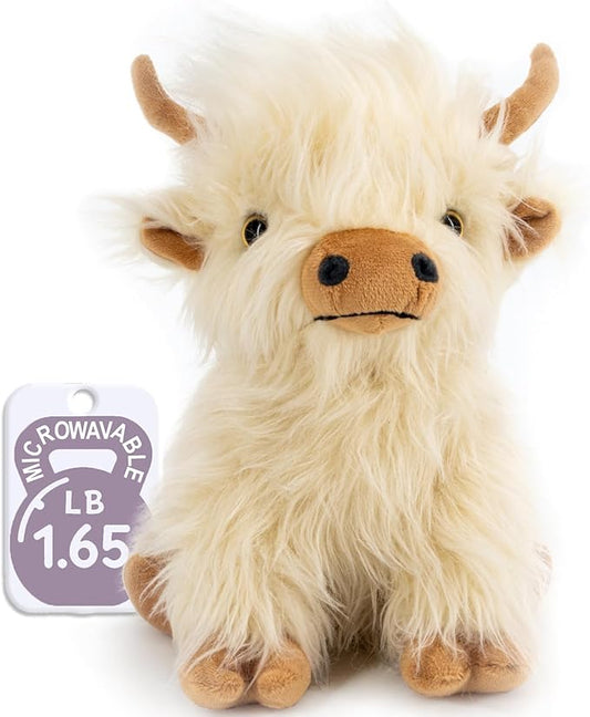 MARYSUN Microwavable Highland Cow Stuffed Animal - Weighted Stuffed Animal Plush, Heating Pad, Cozy Gift for Girls|Women|Kids|Elderly People
