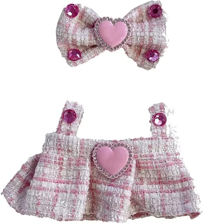 Clothes for Doll (NO Doll), 2 Piece Outfits Set for 17cm Accessories Suit,Girls Premium Fashion Jump Dress, Pink