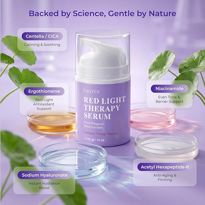 Red Light Therapy Activation Serum for Face – Hydrating & Firming Booster for LED Red Light Devices – Anti-Aging Green Tea Serum with Niacinamide, Hyaluronic Acid, Peptides & Collagen – 1 fl oz