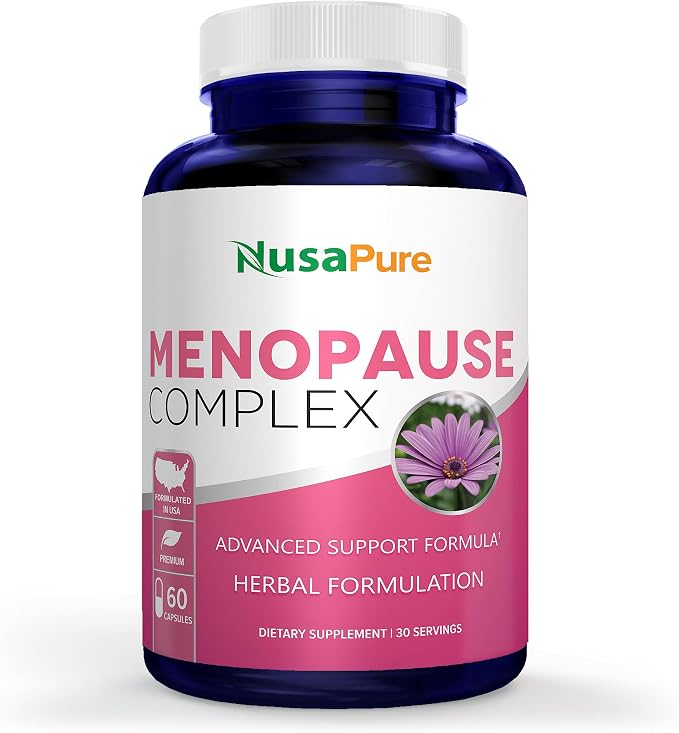 Menopause Complex 60 Capsules with Black Cohos Root Extract -30 Servings | Herbal Formula with Soy Isoflavones, Dong Quai, Licorice, Vitex Berry, Manufactured in the USA in a GMP registered facility