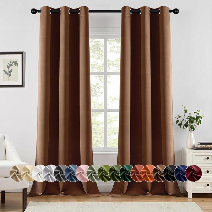 MIULEE Blackout Curtains for Bedroom 2 Panels 40 x 96 Inch Long Mocha Brown | Thermal Insulated, Living Room Darkening Grommet Drapes, Noise Reducing, Light Blocking Window Treatments