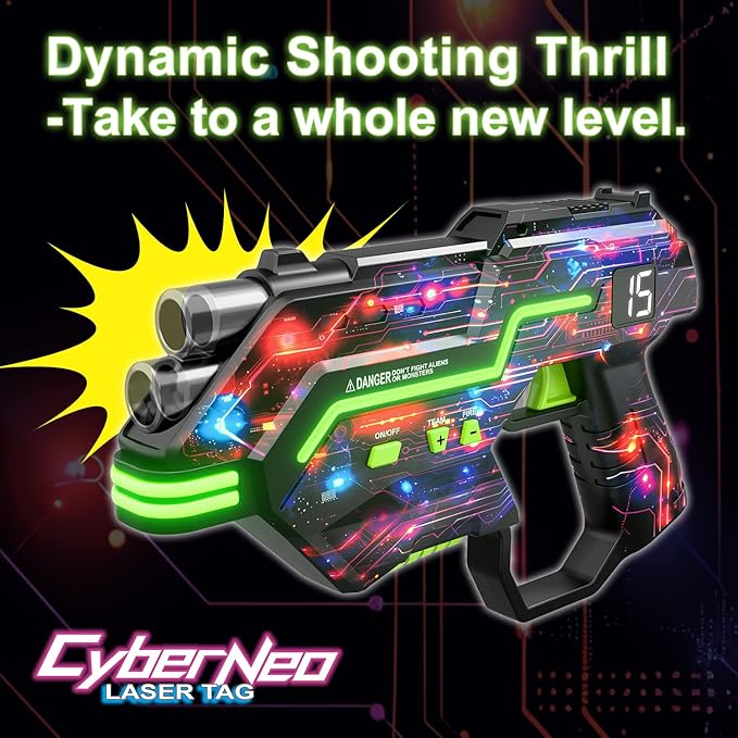Laser Tag Guns Set of 4: LED Vest Setting | Dynamic Barrel | Fun Ideas Age 8+ Year Old Toys | Lazer Game Teen Boys & Girls Outdoor Activity | Gift for Kids, Teens & Adults