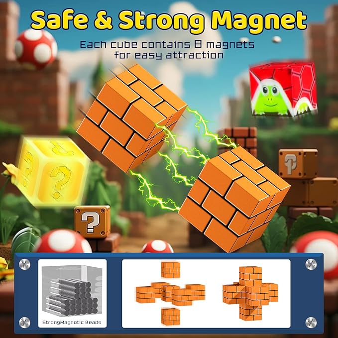 Magnetic Blocks - 120PCS Magnetic Building Blocks Toys,Toddler Montessori Game Creative Construction Toys for Boys Girls,Magnet Tiles Cubes STEM Sensory Toys Birthday Gift for Kids Ages 4 5 6 7 8 9 10