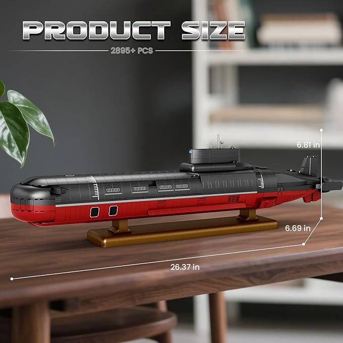 Reobrix Nuclear Submarine Building Sets for Adults, Typhoon-Class Nuclear Submarine Model Kit, History Collectible Decor, Military Toy Gift for Men and Teens
