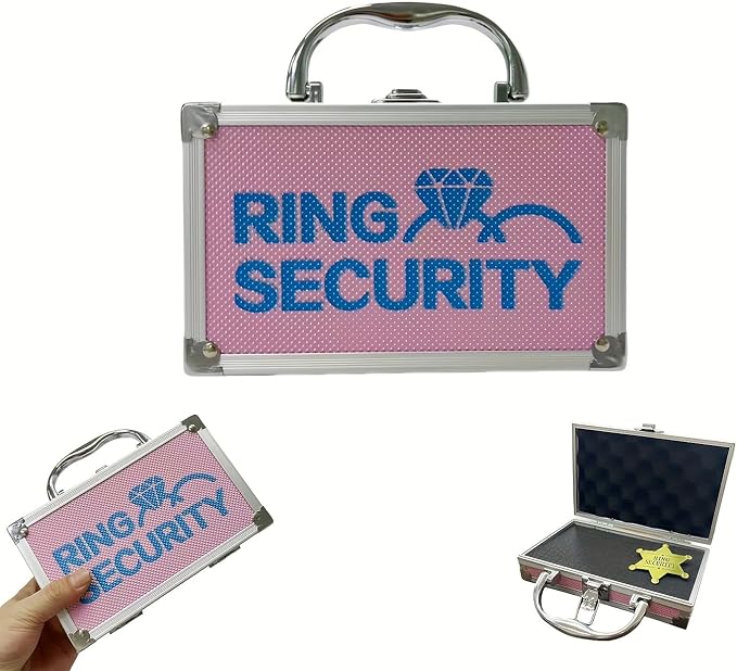 Ring Security Wedding Ring Bearer Case Adventure Set - 7.09" Box Suitcase with Metal Badge | Ideal for Bearer Gifts, Themed Parties & Spy Game Treasure Storage (Pink)