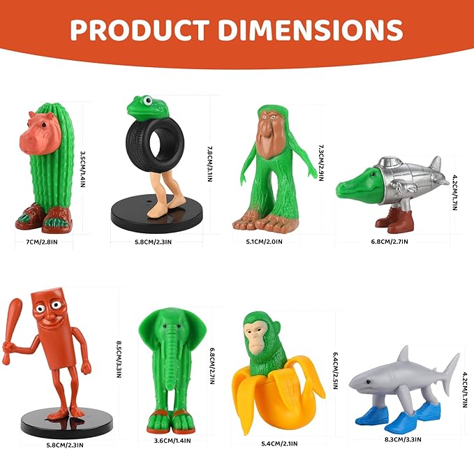 8PCS Italian Action Figure，Brainrot Meme Shark Figures Toys，Animals Figurine Doll Gifts for Fans