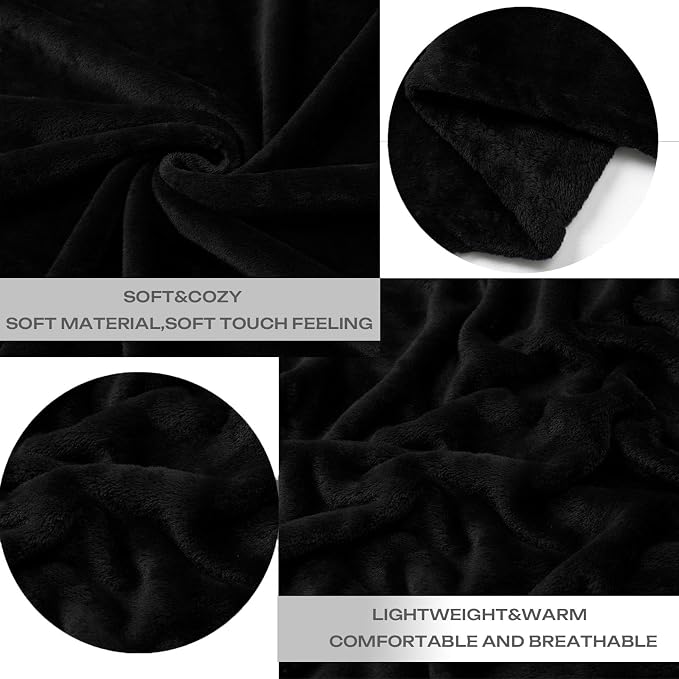 Black Fleece Plush Throw Blanket 90"x90"for Couch Sofa Fuzzy Cozy Flannel | Super Soft Lightweight Microfiber Blanket for Bed Chair bedroom Home Decor All Season,Birthday Gifts for Women Mom Adult