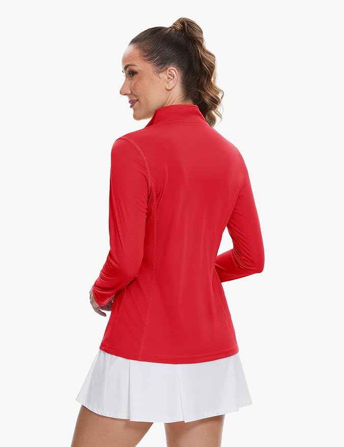TACVASEN Women's Quarter Zip Pullover Golf Shirts UPF 50+ Long Sleeve Sun Shirts UV Protection Workout Tops