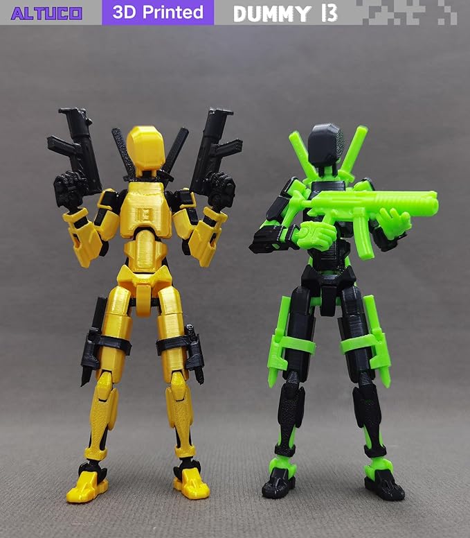 T13 Action Figure with Lots of Accessories,3D Printed Multi-Jointed Titan13 Figure,Gold Dummy 13 Desktop Decorative Toy