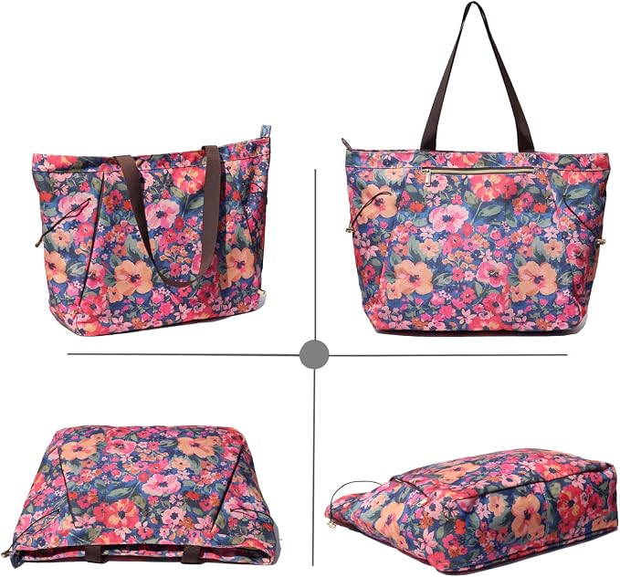 ESVAN Yoga Tote Bag for Women Drawstring Canvas Shoulder Bags for Workout Travel Carryall Pilates Gym and Beach