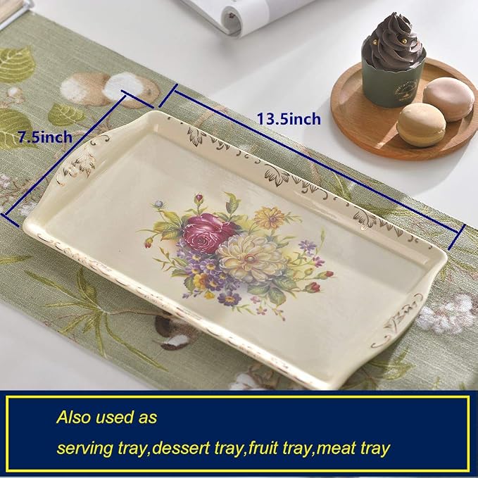 YOLIFE Porcelain Tea Set, Vintage Flowering Shrubs Teapot and Cups Set for Tea Party, Birthday Gifts for Mom Adults Women Wedding