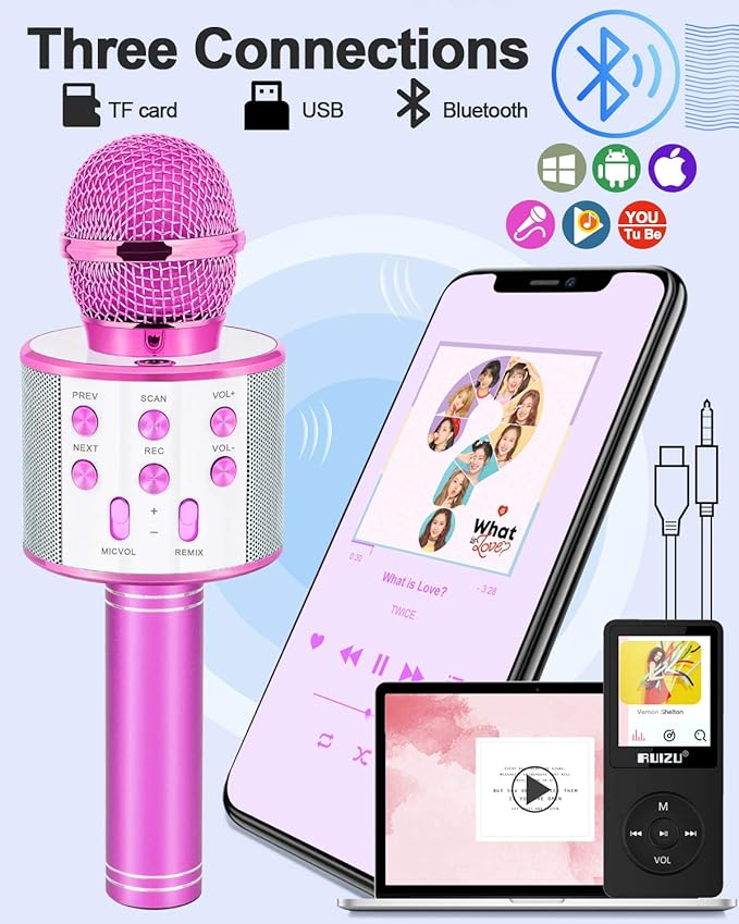 Gifts for Girls Age 4-12, Karaoke Microphone Gifts for 4 5 6 7 8 9 10 11 12 Year Old Girls Toys for 4-12 Year Old Girls Birthday Gifts for 3-10 Year Old Girl - Purple