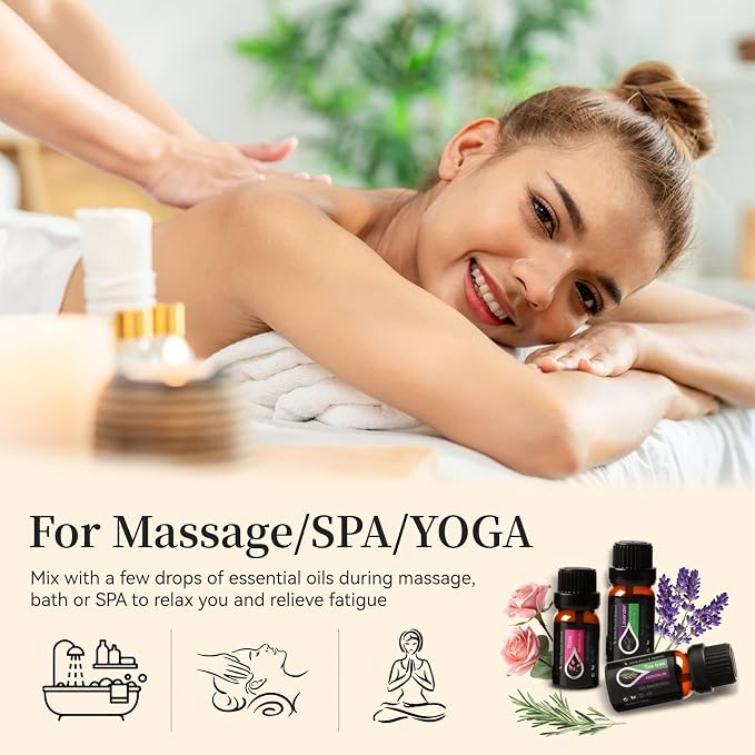 Essential Oils Set, 20 x 10ML Essential Oil Gift for Massage & Diffuser | Refreshing, Sleep, Cars & Home Products, Eucalyptus, Lavender, Peppermint, Tea Tree More Aromatherapy Oil